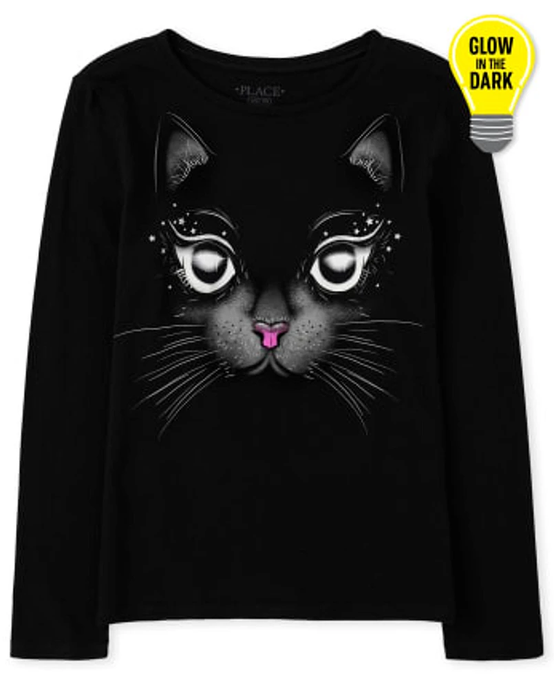 T-shirt graphique Glow Cat pour filles