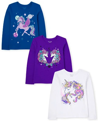 Girls Unicorn Graphic Tee 3-Pack