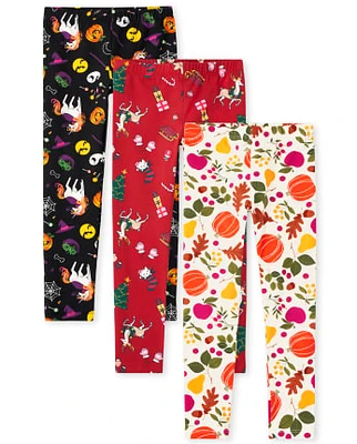 Lot de 3 leggings des fêtes pour filles