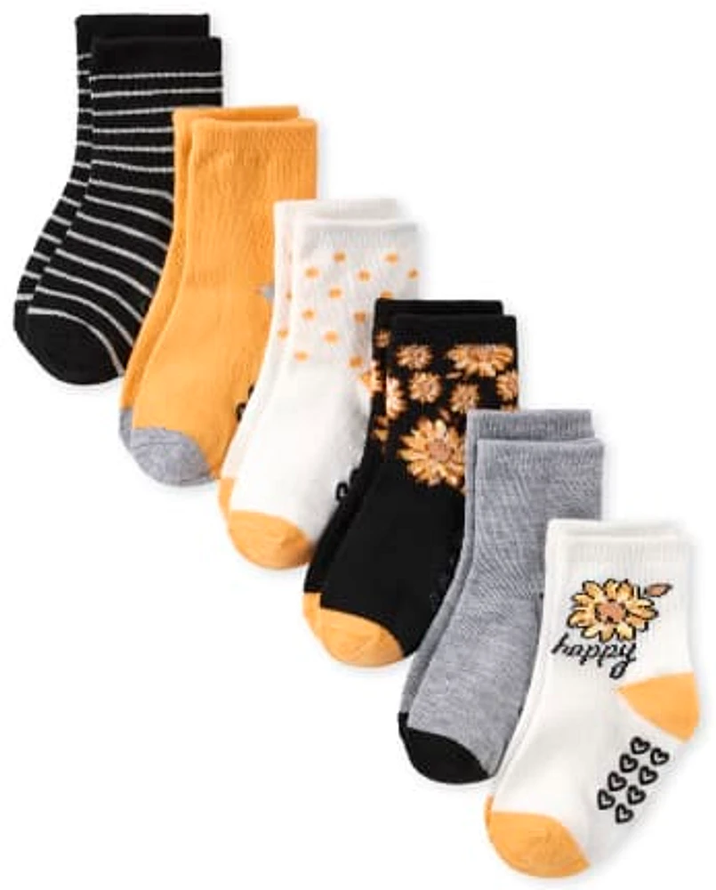 Toddler Girls Sunflower Midi Socks 6-Pack