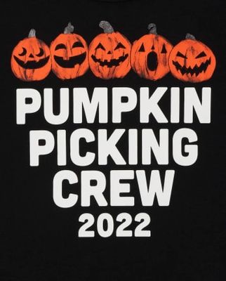 Unisex Kids Matching Family Long Sleeve Pumpkin Picking Graphic Tee - black