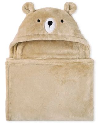 Unisex Baby Bear Cozy Hooded Blanket - sahara