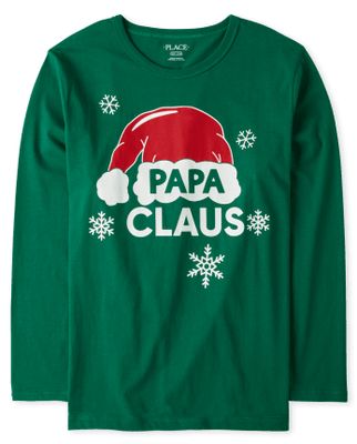 Mens Matching Family Papa Claus Graphic Tee