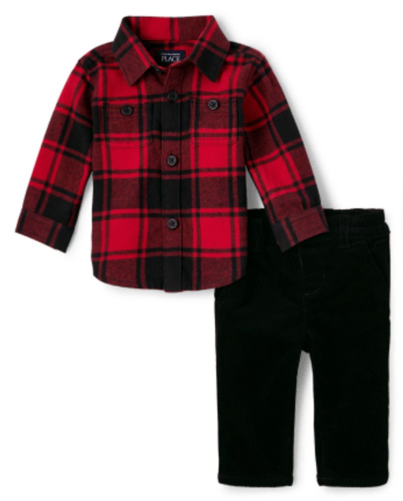 Baby Boys Matching Family Buffalo Plaid Flannel 2-Piece Set