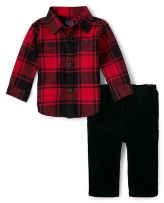 Baby Boys Matching Family Buffalo Plaid Flannel 2-Piece Set