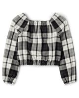 Girls Plaid Smocked Top