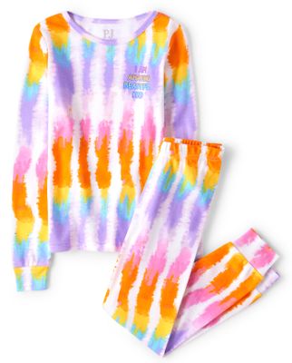 Girls Rainbow Tie Dye Snug Fit Cotton Pajamas