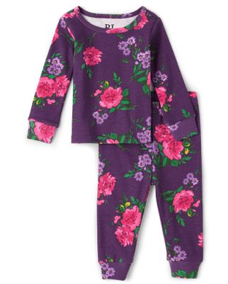 Baby And Toddler Girls Floral Snug Fit Cotton Pajamas