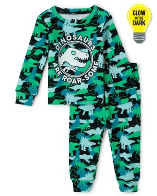 Baby And Toddler Boys Glow Dino Snug Fit Cotton Pajamas
