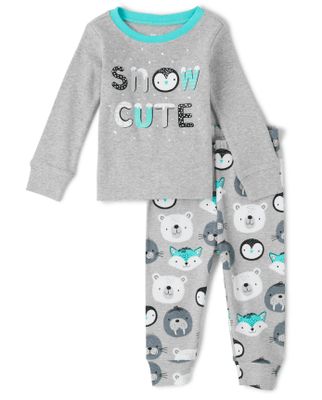 Unisex Baby And Toddler Snow Cute Snug Fit Cotton Pajamas - h/t mist