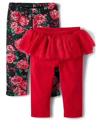 Lot de 2 pantalons tutu à fleurs pour bébé fille