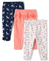 Lot de 3 pantalons à volants licorne pour bébé fille