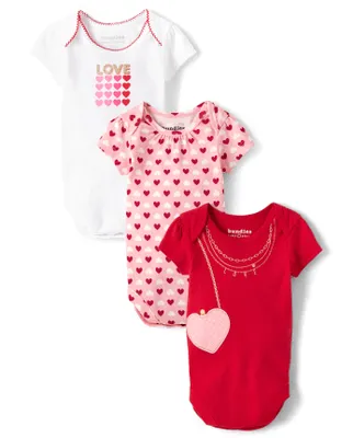 Baby Girls Heart Bodysuit 3-Pack