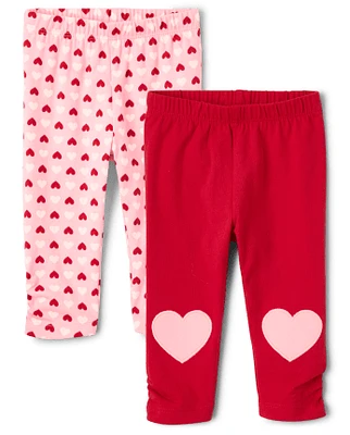 Lot de 2 leggings cœurs bébé fille