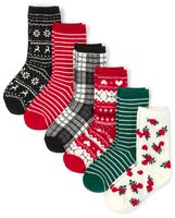 Girls Heart Fairisle Crew Socks 6-Pack