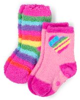 Toddler Girls Rainbow Heart Cozy Socks 2-Pack