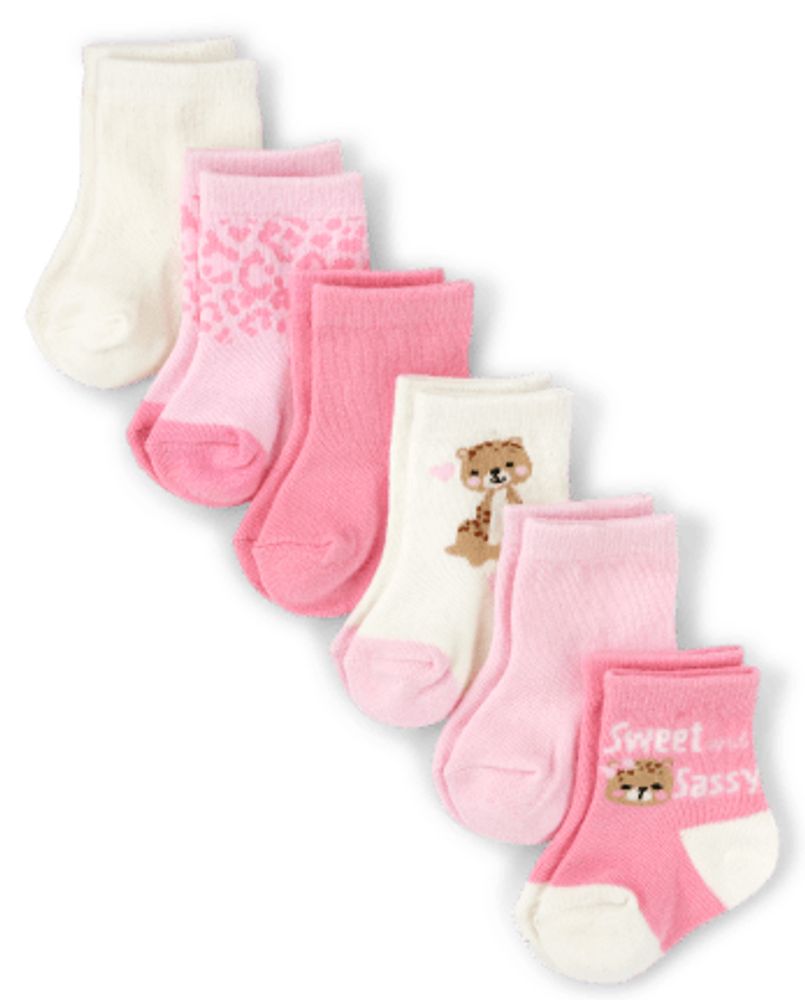 Baby Girls Leopard Midi Socks 6-Pack