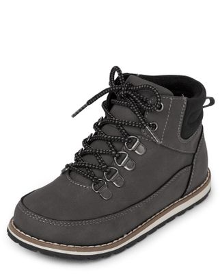 Boys Lace Up Boots - grey