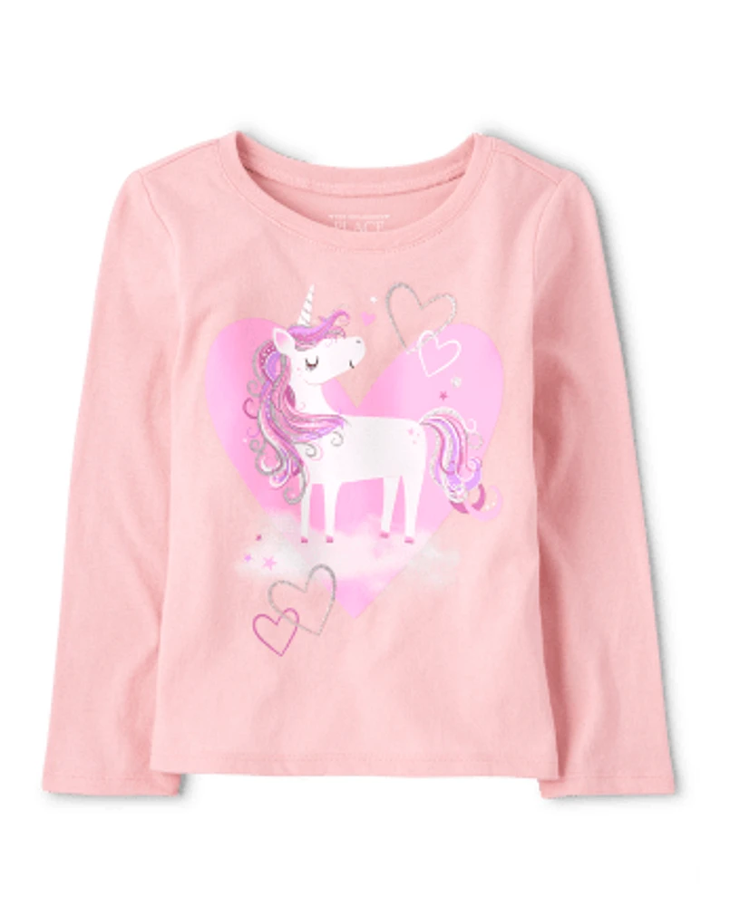 Baby And Toddler Girls Unicorn Graphic Tee