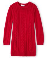 Girls Cable Knit Cut Out Sweater Dress