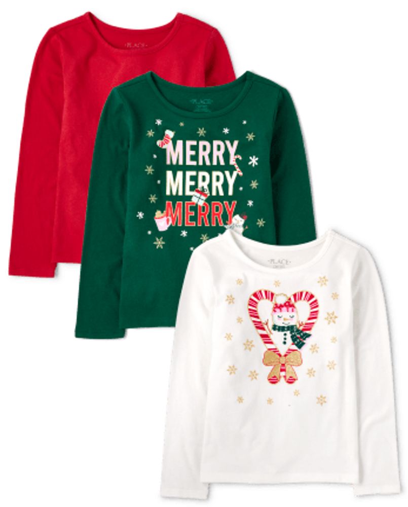 Girls Christmas Top 3-Pack