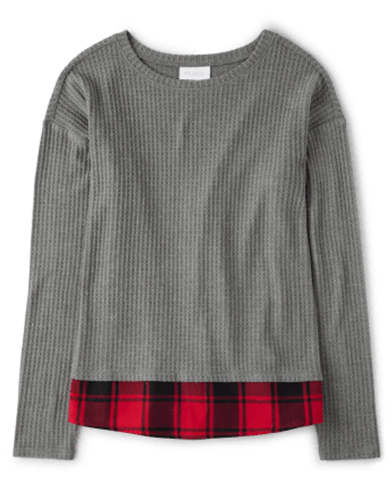 Womens Mommy And Me Buffalo Plaid Snit 2 en 1 Pull