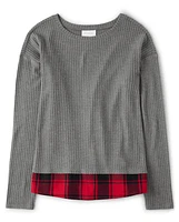 Womens Mommy And Me Buffalo Plaid Snit 2 en 1 Pull