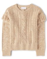 Girls Fringe Cable Knit Sweater