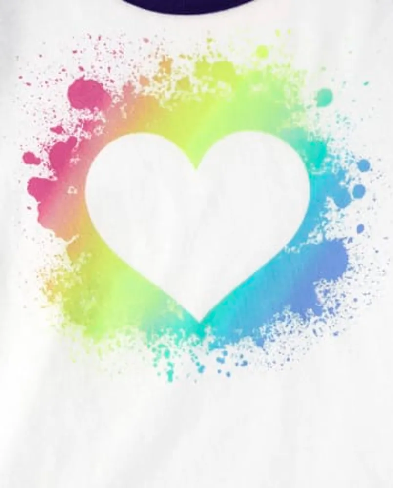 Girls Rainbow Heart Top