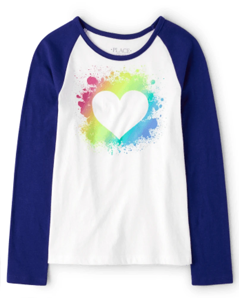 Girls Rainbow Heart Top