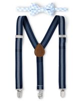 Boys Plaid Matching Bow Tie And Suspenders Set