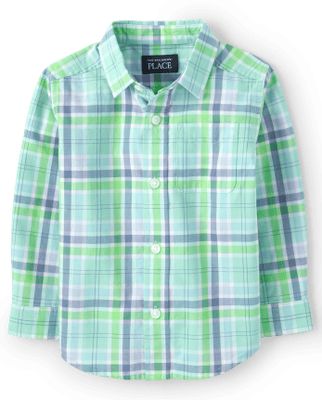 Baby And Toddler Boys Dad Me Plaid Poplin Button Down Shirt