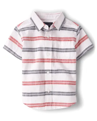 Baby And Toddler Boys Striped Chambray Button Up Shirt