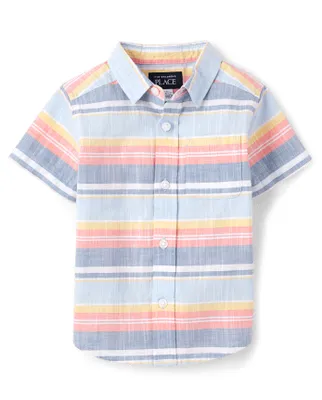 Baby And Toddler Boys Dad Me Striped Chambray Button Down Shirt
