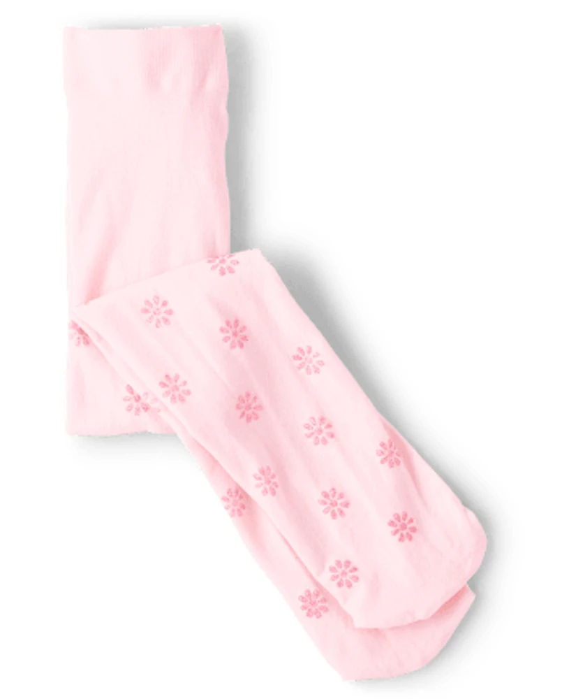 Collants en microfibre à fleurs scintillantes pour petites filles