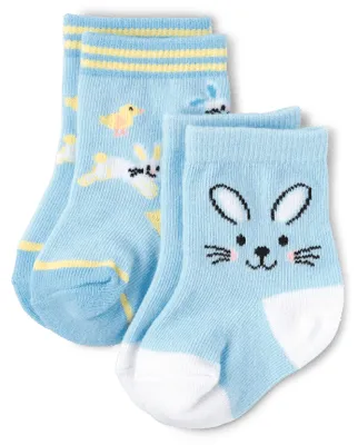 Baby Boys Bunny Midi Socks 2-Pack