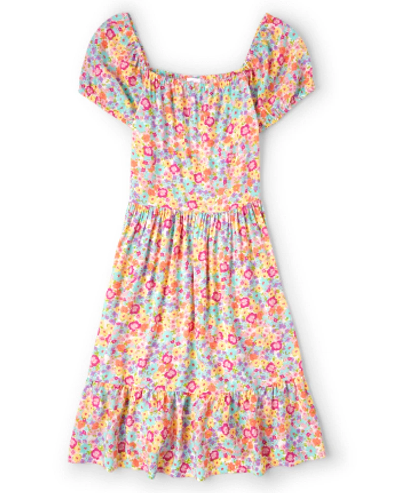 Womens Mommy And Me Floral Tiered Dress