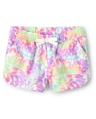 Baby And Toddler Girls Rainbow Tie Dye Pull On Shorts