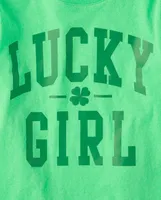 T-shirt graphique Lucky Girl assorti pour fille