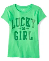 T-shirt graphique Lucky Girl assorti pour fille