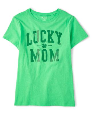 Womens Matching Family Lucky Mom Graphic Tee