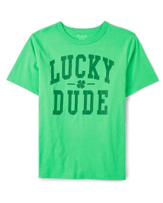 T-shirt graphique Lucky Dude assorti pour garçon