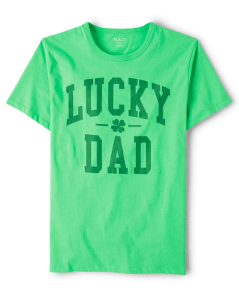 Mens Matching Family Lucky Dad Graphic Tee