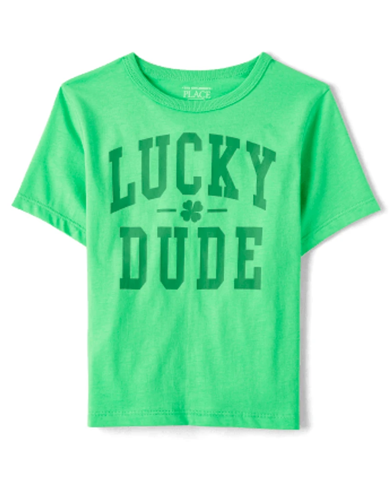 T-shirt graphique Lucky Dude assorti pour bébé et tout-petit garçon