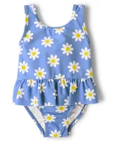 Baby And Toddler Girls Daisy Peplum One Piece Swimsuit