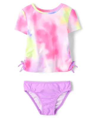 Baby And Toddler Girls Tie Dye Rashguard Swimsuit