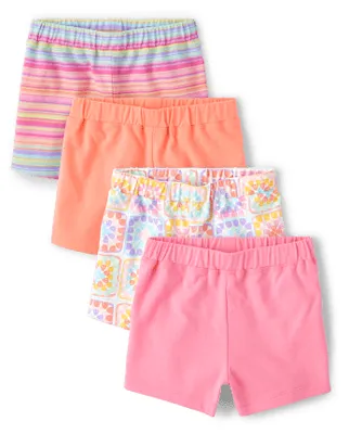 Toddler Girls Rainbow Striped Bike Shorts 4-Pack