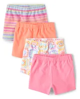 Toddler Girls Rainbow Striped Shorts 4-Pack