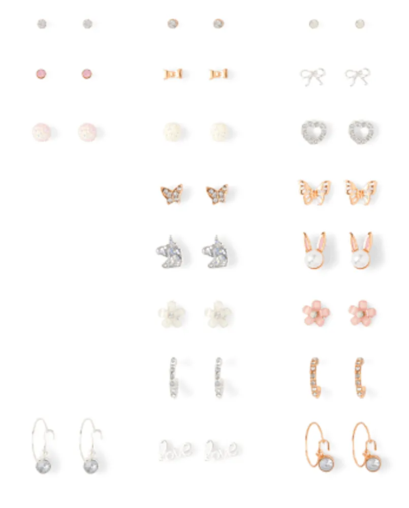 Girls Unicorn Earrings 20-Pack