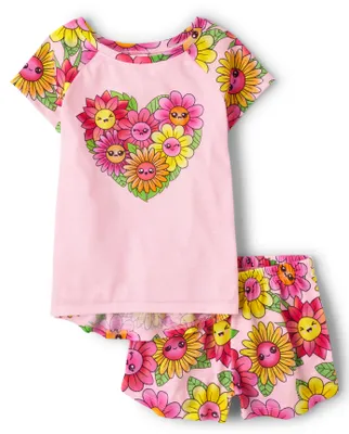 Girls Floral Heart Pajamas